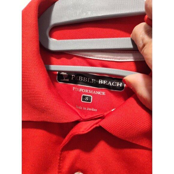 PEBBLE BEACH PERFORMANCE Red Short Sleeve Golf Polo Shirt Size Small EUC - Picture 3 of 6